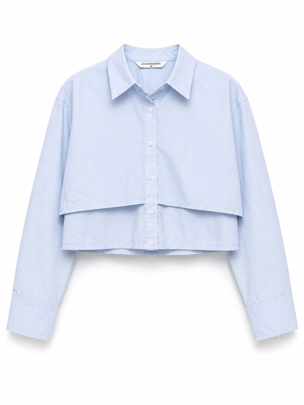 Commense Light Blue Cropped Layered Button Down (235)